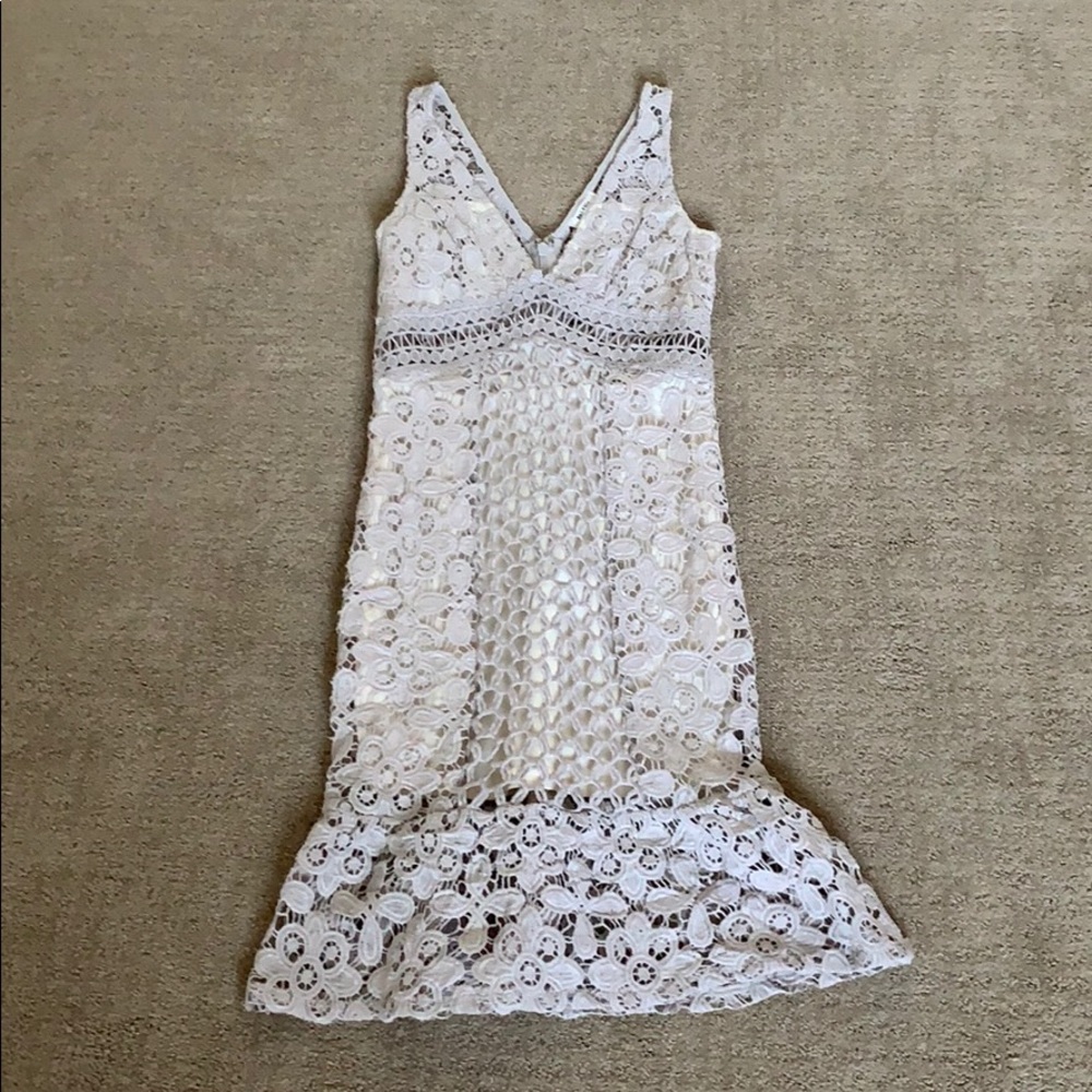 Grey crochet midi dress